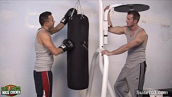 Preview 1 of Billa Buxom - Lustful jocks suck cocks in the gym