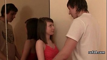 Preview 1 of Squirt Lesbians Elevator - Amateur Teen Gets Nailed Hard