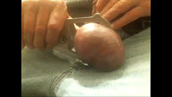 Preview 3 of Bbw Germany Brutal - putting the green castrator band onmy huge nuts