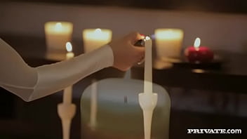 Preview 1 of Moms Stocking Doctor - Billie Gets Laid by Two Men at the Same Time in a Candle Lit Room