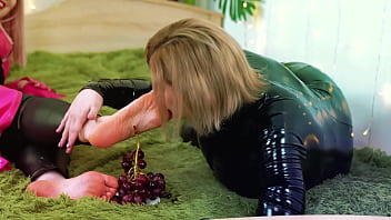 Preview 4 of Ileana Model India Sex Video - Lesbian Romantic Fuck: Latex and Whipped Cream,  Big Boobs and Moans,  Foot Fetish and Shiny Clothes! Arya Grander &amp_ FetishAura