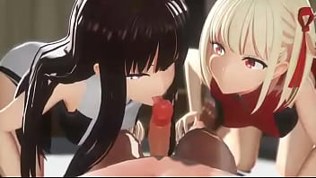 Preview 1 of Indiana Mom - Hentai video 2 girls giving blowjob
