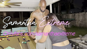 Preview 1 of Karla Kush Black Cock - Dre Strong pounds Samantha Extreme outside for neighbors to see