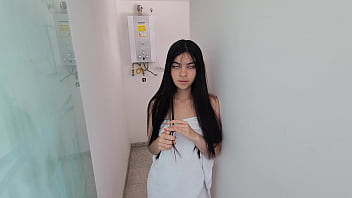 Preview 1 of Kompoz Met - My neighbor comes into my house to take a bath and ends up eating my cock in the shower