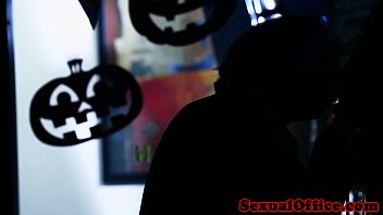 Preview 1 of Group Amateur Fluffer Cleanup - Halloween office sexparty with two co workers