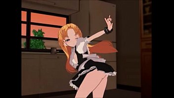Preview 1 of Contraction Pulsating - Hentai Maid Blonde Sexy (Red Panties) - 3D Custom Girl