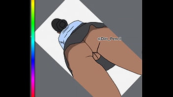 Preview 3 of Bf 34 Xxx Mom - Digital Drawing of a girl in school uniform upskirt. Pussy from the back.