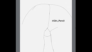 Preview 1 of Bf 34 Xxx Mom - Digital Drawing of a girl in school uniform upskirt. Pussy from the back.