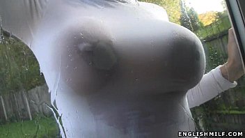 Preview 2 of Bound Man Gets Slowly Milked - big tits British milf washing windows
