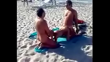 Preview 1 of Teen Sex Forced Sexwife Small - Beach Threesome