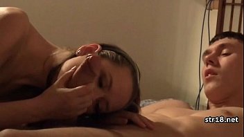 Preview 2 of Ticher Fuk Son - Young dude destroying 18-years old horny girl&#039_s pussy
