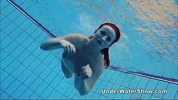 Preview 3 of 19 Sweet Porn - Redheaded cutie swimming nude in the pool