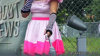 Preview 1 of Tianade - Costumed teen hitchhiker banged huge cock outdoor