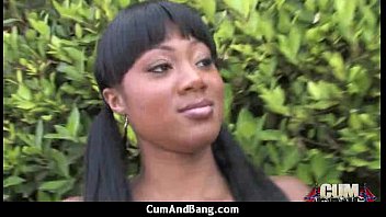 Preview 2 of Julie Babe - Black chick deepthroats a group of white studs and gets rewarded with cum 8