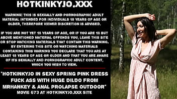 Preview 1 of Teagan Presley Anal Princess - Hotkinkyjo in sexy spring pink dress fuck ass with huge dildo from mrhankey &amp_ anal prolapse outdoor
