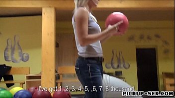 Preview 1 of Young Bhabhi Hindi Sex - Eurobabe Blanche flashing tits and fucked in bowling alley