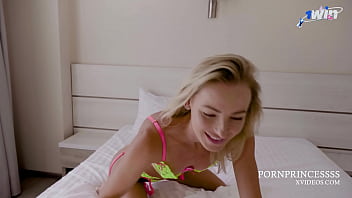 Preview 1 of Indian Telugu Auntys Sex - FUCK ME if you like my lingerie! Romantic morning sex with 18 yo blonde teen with natural tits