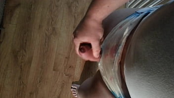 Preview 2 of Cum My Mouth - cock cumming through my wet nappy cuddlz diaper