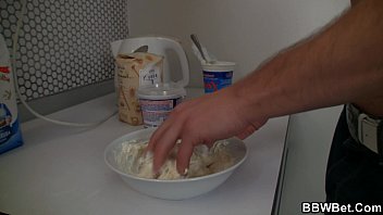 Preview 1 of Brother Sister Taboo Handjob - Hot bbw sex at the kitchen