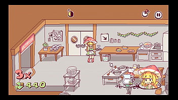 Preview 2 of Big Andy - Futanari Di Funghi [ FUTA Hentai Game ] Ep.2 she is cumming all over the customers tits and cute faces !