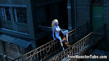 Preview 1 of Das Amateurabitur - 3D cartoon blue lesbian babe getting licked outdoors