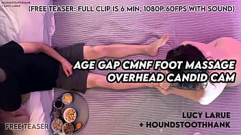 Preview 4 of Crazy Bitch Threatens Guy - Age Gap CMNF Foot Massage Overhead Candid Cam