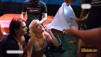 Preview 4 of Aka Ri - Amateur girls blow while being pissed on by a group of cocks