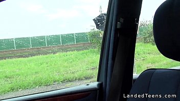Preview 1 of Anus Fingering - Dude fucks blonde stewardess in his car pov