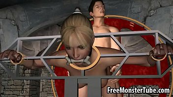 Preview 4 of Leotard Teddy Body - Restrained 3D blonde babe gets fucked by a vampire