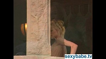 Preview 1 of Mstx Viva La Mariee - Blonde in white lace lingerie stripping off