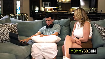 Preview 2 of Teen Girl Nd Boy - Busty stepmom Rachael Cavalli caught her porn addict stepson fapping and fucked him
