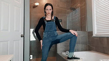 Preview 2 of Fly Girls Full Xxx Movie 2009 - Wednesday Addams Wetting Blue Jean Overalls &amp_ Panties Sage Eldritch