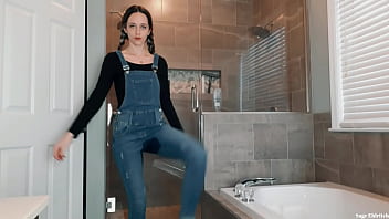 Preview 3 of Fly Girls Full Xxx Movie 2009 - Wednesday Addams Wetting Blue Jean Overalls &amp_ Panties Sage Eldritch