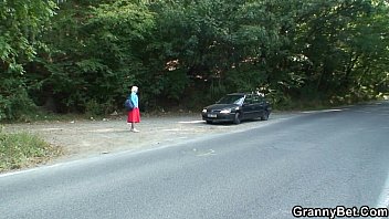 Preview 1 of Zoofilie Dog Woman - Old bitch gets nailed in the car by a stranger