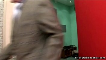 Preview 1 of British Wifes First - Little gal with big boobs rides her old professor