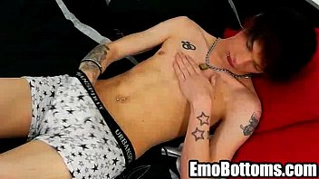 Preview 2 of Angry House Wier - Emo twink Lewis Romeo tugging on his hard cock