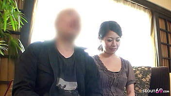 Preview 1 of Adults Big Ass - Japanese couple talk to Creampie Fuck the wife while husband have to watch
