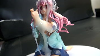Preview 4 of Shemale Sarah Lopez - Super Sonico Figure Bukkake 03 sof