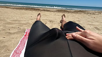 Preview 4 of Busty Teen Ffm - I cum through my clothes in a public beach,  got so horny...