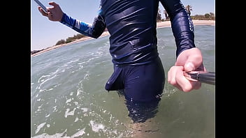 Preview 2 of Free American Tube - Surfer gets erect in his lycra for the pleasure of the people