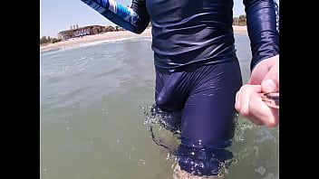 Preview 4 of Free American Tube - Surfer gets erect in his lycra for the pleasure of the people