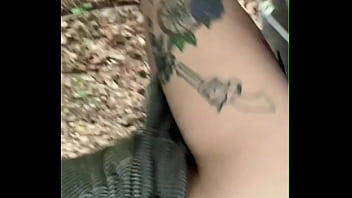Preview 4 of Old Beeg Mom - We got caught in the forest as she begged for n word dick