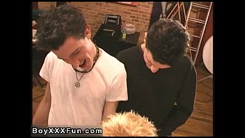 Preview 2 of Brunet Horney - Gay clip of Jake and Sterling take turns blowing on weenie and
