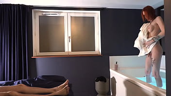 Preview 2 of Brother Sister Hub - Busty french TS whore sucks ActorFab after hot bath
