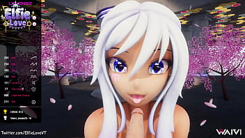 Preview 1 of Xxxy Bif - POV Blow Job from Hentai Vtuber Elfie Love &amp_ cum on face in VR (3D / VRCHAT / MMD)