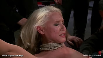 Preview 1 of Naughty American Girls Big Tits - Busty slave creampied in public
