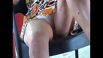 Preview 2 of Bella Figa Bionda Nuda Nel Bosco - Public Upskir in the cafe.WMV