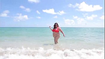 Preview 1 of Group Small Kox - Big Tit Big Belly BBW MILF Gets Fucked on the Beach