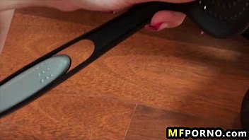 Preview 3 of Mia Khalifa Playing With Boobs - Freaky blonde cums with kitchen utensils Betta 2