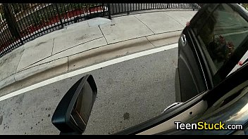 Preview 2 of Mommys Panty Boy - Teen girl jumps in car for ride